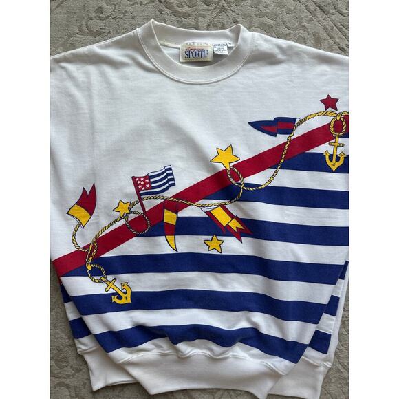 Vintage American Sportif Nautical Crewneck Women’s Medium - Picture 2 of 5